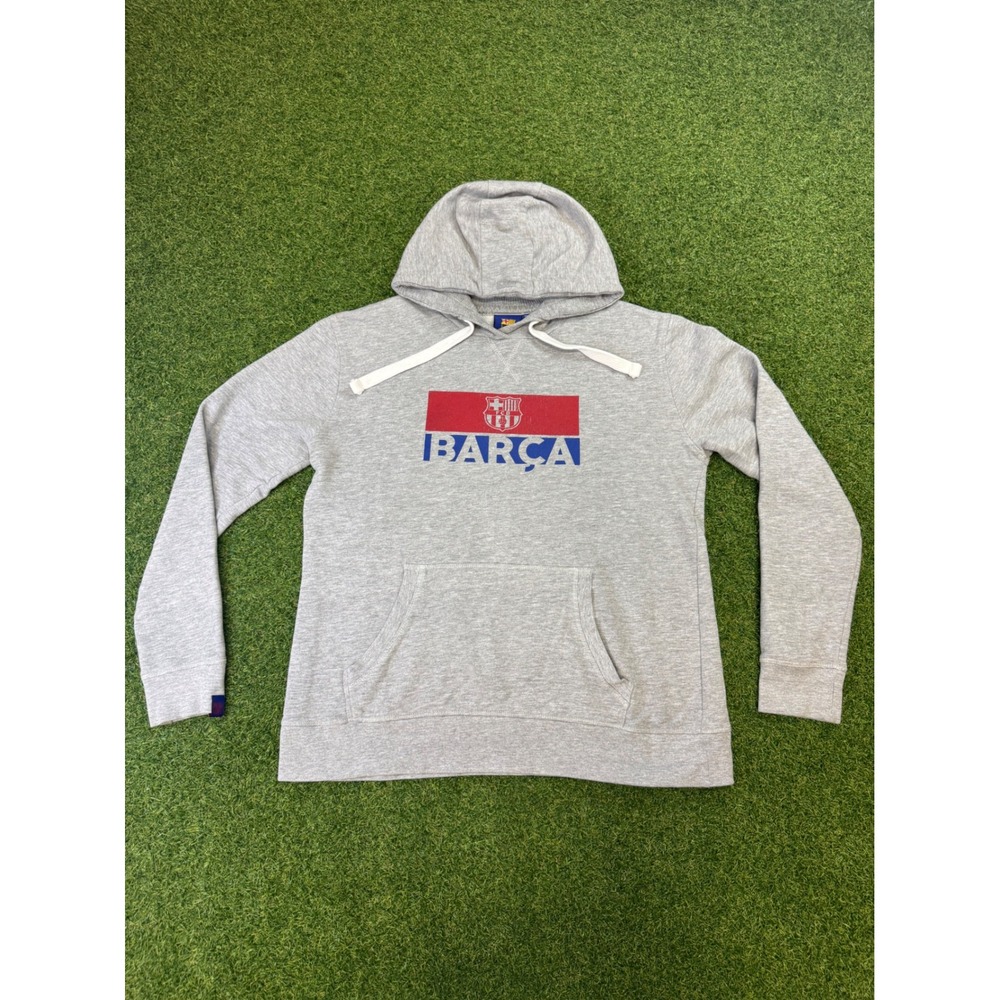 FC Barcelona Barca Hoodie Mens XL Gray Soccer Football Club Pullover Sweatshirt